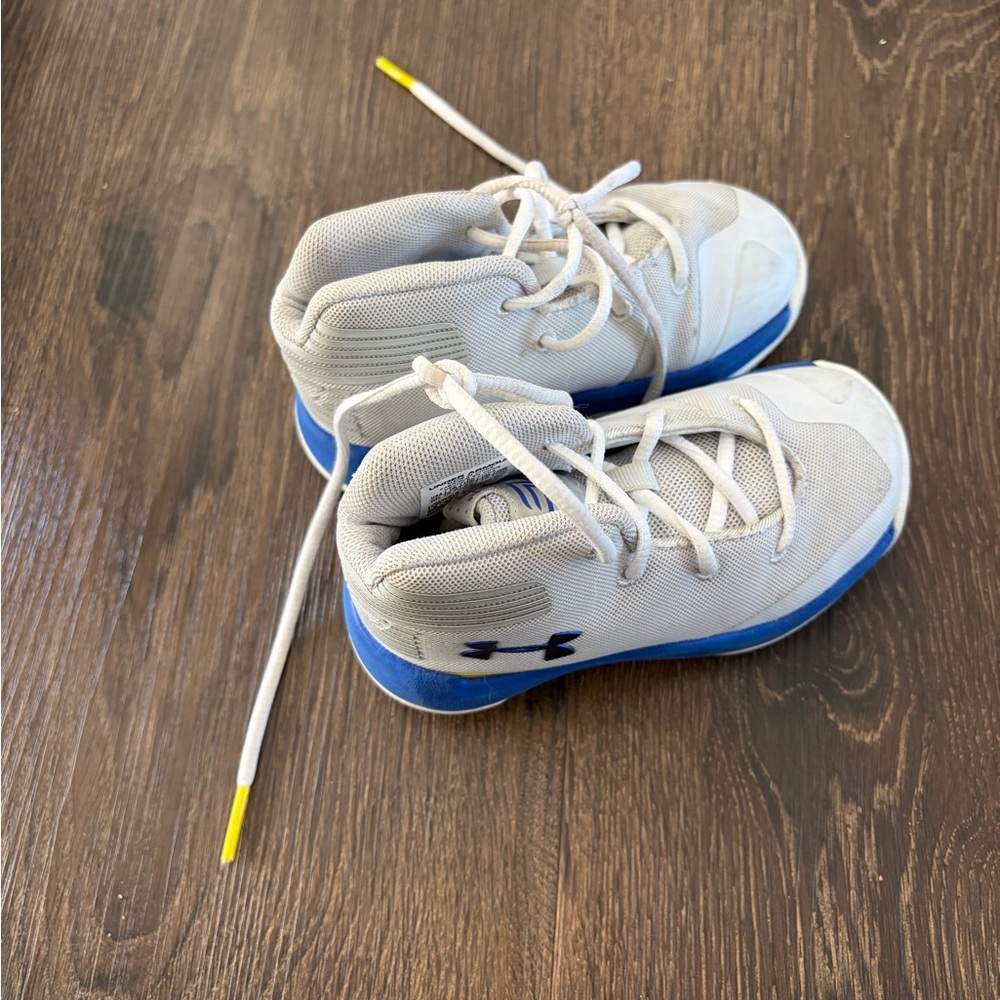 Under Armour Kids' White and Blue Sneakers
